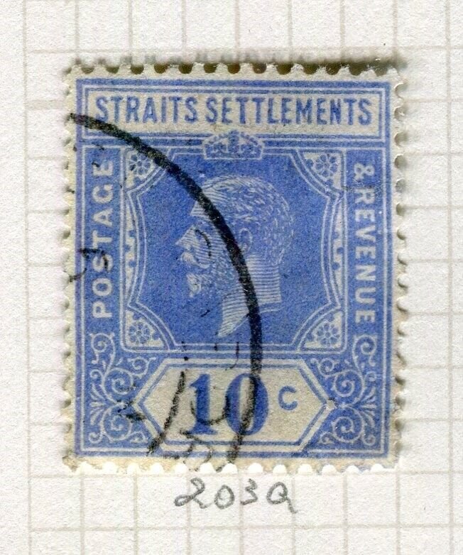 STRAITS SETTLEMENTS; 1912 early GV issue fine used Shade of 10c. value