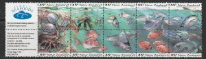 1993 New Zealand - Sc 1179a - MNH VF - block of 10 - Fish