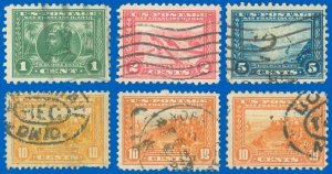 US SCOTT #397-400A & #404, Panama-Pacific Lot/6, Used, Mostly VF, SCV $140.50 SK