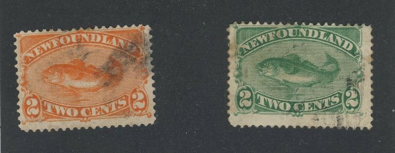 2x Newfoundland Used Codfish Stamps; #47-2c Fine #48-2c F/VF Guide Value= $30.00