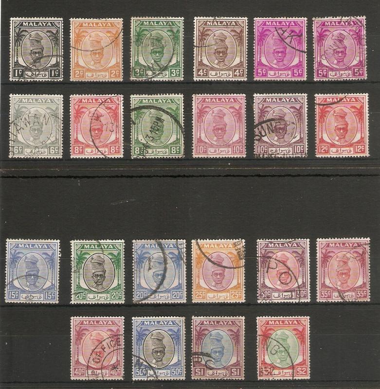 MALAYA - PERAK 1950 - 1956 SET TO $2 COMPLETE SG 128/147 FINE USED