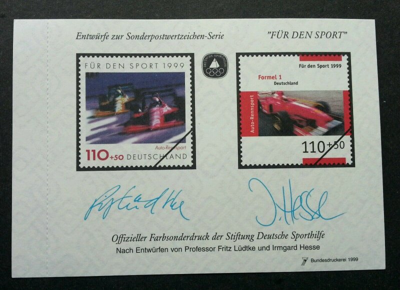 Germany Formula 1 One Car Racing 1999 F1 Sport Games (ms) MNH *vignette *rare
