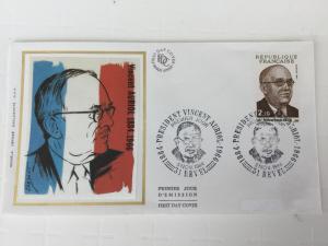 France Colorano silk FDC, 3 nov 1984, Président Vincent Auriol 1884-1966