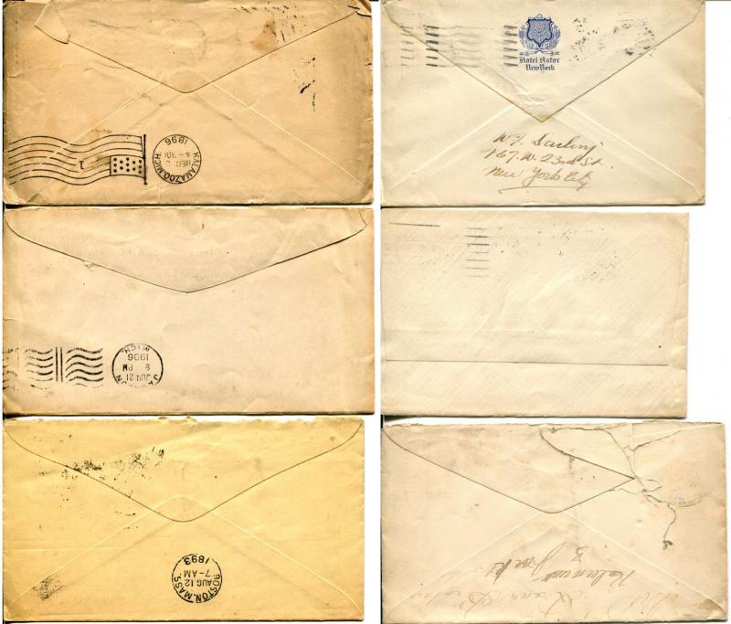 6 Early USA Cover Collection Stamps Postage Numbers and Letters on Cancel 