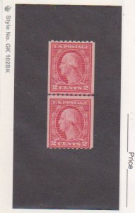 1919 Scott # 488 Mint Hin 2c Ty III Vertical Coil Line Pair Perf 10 Horizontally
