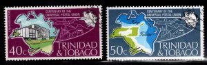 Trinidad  & Tobago Scott 243-244 used UPU 1974 stamp set typical cancels