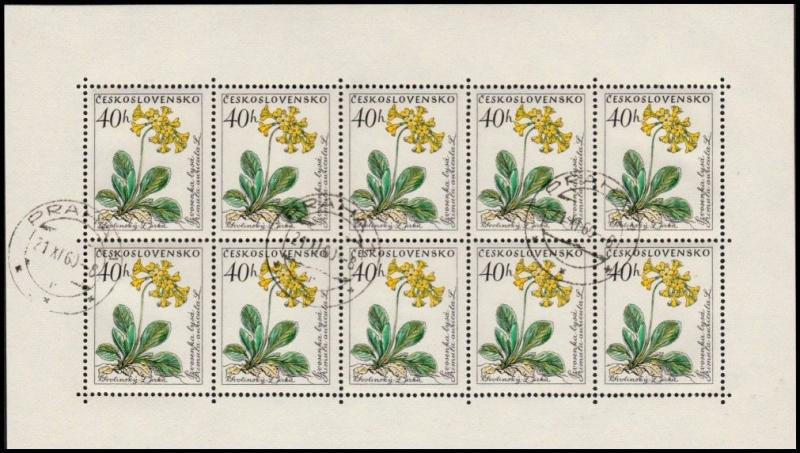 ✔️ CZECHOSLOVAKIA 1960 FLORA FLOWERS MINISHEET- MI. 1234/1239 (o) USED [CSB4A]