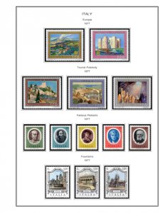 COLOR PRINTED ITALY 1966-1989 STAMP ALBUM PAGES (79 illustrated pages)