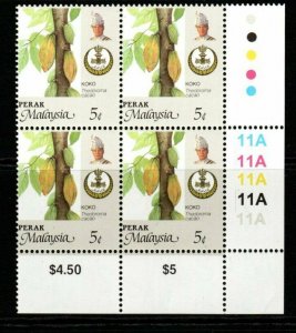 MALAYA PERAK SG200f 1994 5c AGRICULTURAL PRODUCTS PERF15X14½ BLOCK OF 4 MNH