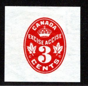 van Dam FCH5, 3c red, small C C, Embossed Check Stamp, 1915-53, Canada