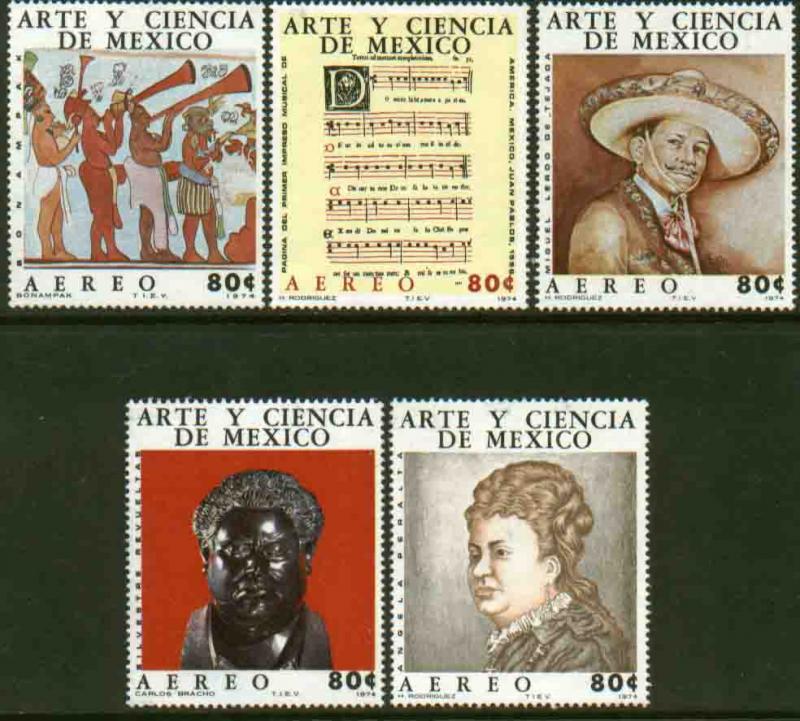 MEXICO C439-C443 Art & Science (Series 4) Musicians CPLT SET. MINT, NH. VF.