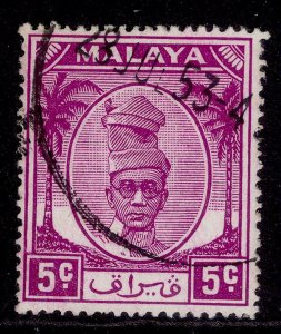 MALAYSIA - Perak GVI SG132, 5c bright purple, FINE USED.