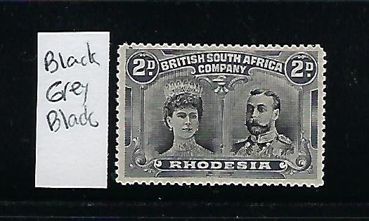 RHODESIA SCOTT #103 -1910 DOUBLE HEADS- 2P (GREY BLACK/BLACK) PERF 14 - MINT OG