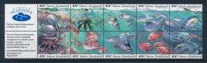 [111947] New Zealand 1993 Marine life fish lobster salmon squid  MNH