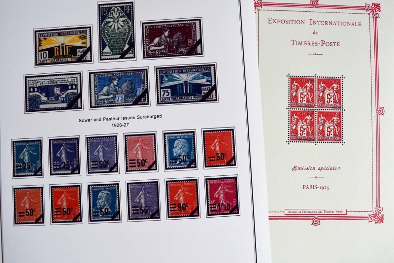 COLOR PRINTED FRANCE 1849-1939 STAMP ALBUM PAGES (29 illustrated pages)