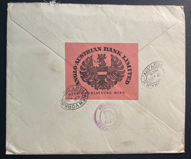 1925 Vienna Austria Anglo Austrian Bank Cover To Boston MA Usa