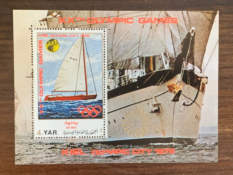 Yemen 1971 Olympics, sailing MS, MNH. Scott 297A, CV $7.00. Mi BL 170. Sports