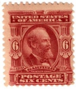 1903 US Scott #- 305 6 Cent James A. Garfield Mint Hinged OG