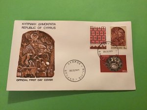 Cyprus First Day Cover Wood Carving Embroidery 1971 Stamp Cover R43217