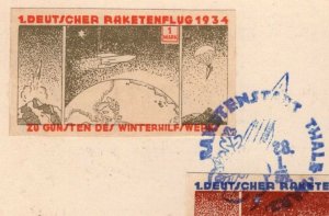 Germany Rocket Mail Tied Etiquette 3 Imperf Issues Blue & Red Cancels Zucker 1h