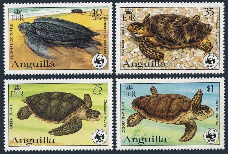 Anguilla 537-540, MNH. Mi 541-544. WWF 1983. Turtles.Leatherback,Hawksbill.Green