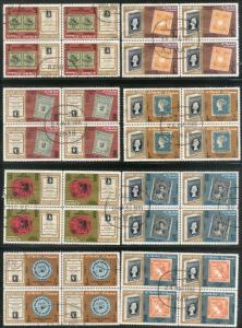 Ajman 1965 Stamp on Stamp Stanley Gibbon Catalogue Cent Sc 37-44 BLK/4 Cancel...