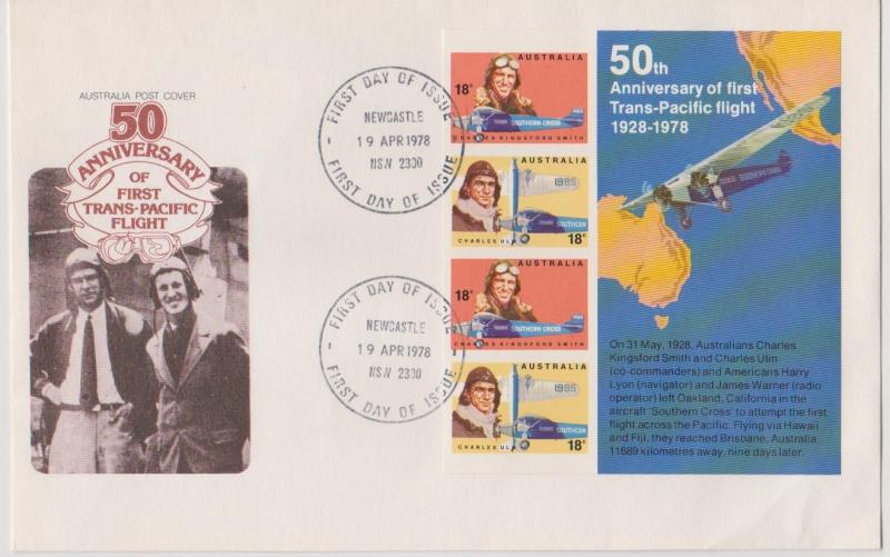 Australia 1978 Trans-Pacific Flight Imperf Miniature Sheet First Day Cover