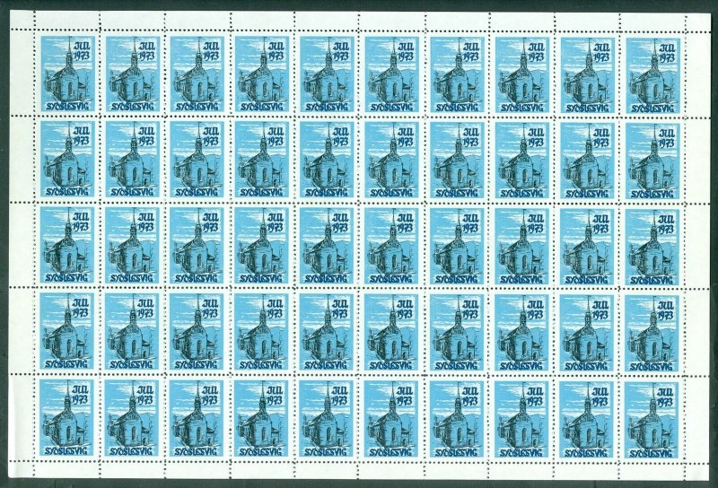 Denmark. 1973 Southslesvig Christmas Sheet MNH. Unfolded. Church Holy Spirit