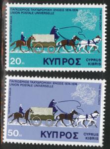 Cyprus Scott 434-435 MNH** 1974 UPU stamp set CV $1.30