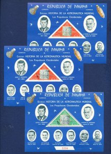 PANAMA  - - three MNH S/S - Space, Astronauts, Kennedy - 1968
