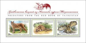 TADZHIKISTAN - 2020 - Predators of Red Book of Tadzhikistan - Perf 3v Sheet -MNH