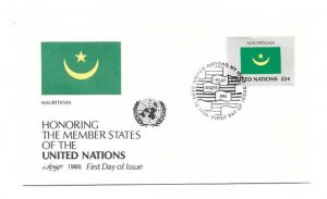 United Nations #491 Flag Series 1986, Mauritania, Artmaster FDC