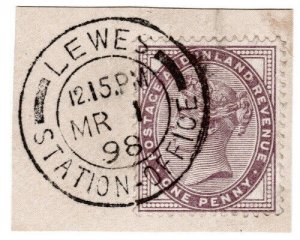 (I.B) QV Railway Postmark : SG 174 (Lewes Station)