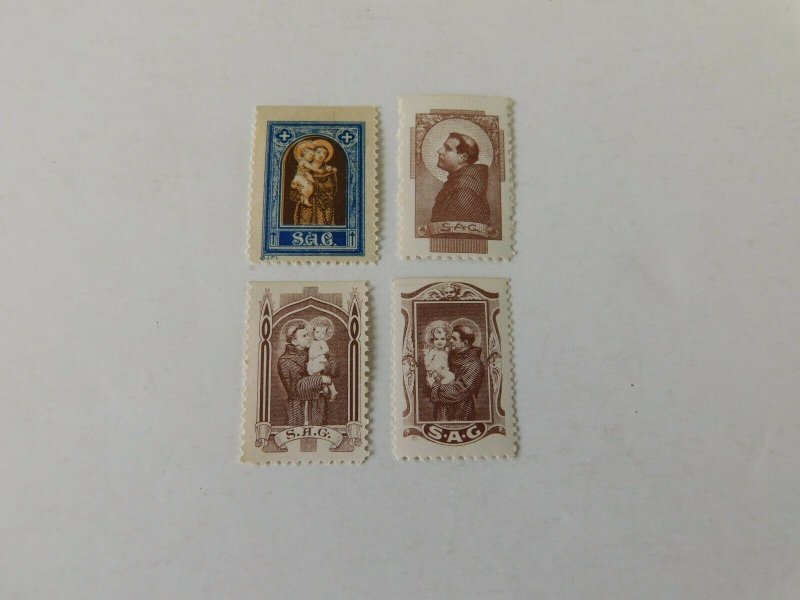 St Anthony Guild seals, 4 diff, Mint/NH/OG, 1950's era,