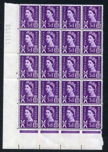 Scotland XS3 3d 2 Phosphor Bands Cyl 4 no dot Block of 20 U/M