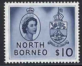 North Borneo #261-275 Cat$84.90, 1954-57 QEII 1c-$10, complete set, never hin...