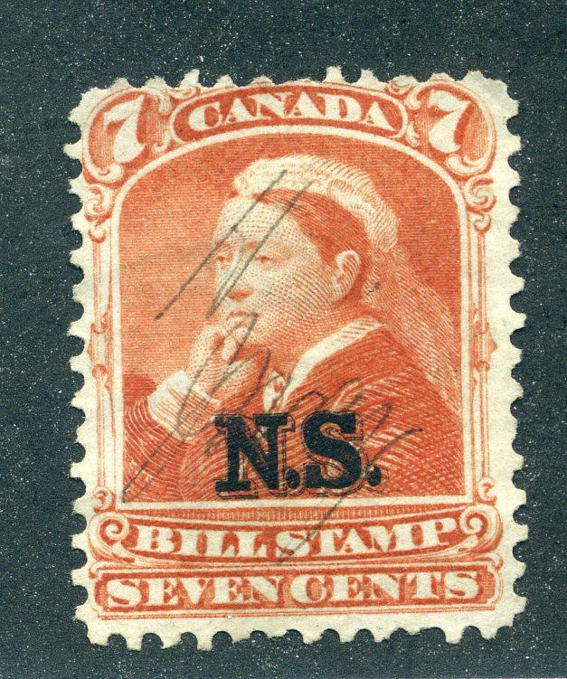 van Dam NSB8 - Nova Scotia Bill Stamp - 7c - Used -  CARIS ID: CAB60 - clean...