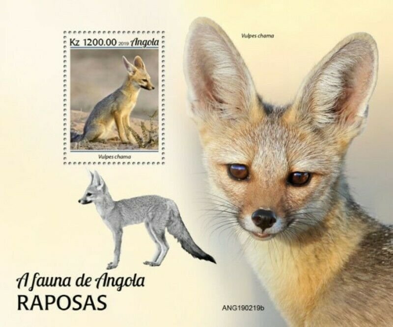 Angola - 2019 Cape Foxes on Stamps - Stamp Souvenir Sheet - ANG190219b
