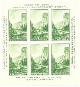 US 751    1934   S/S   VF   mint hinged