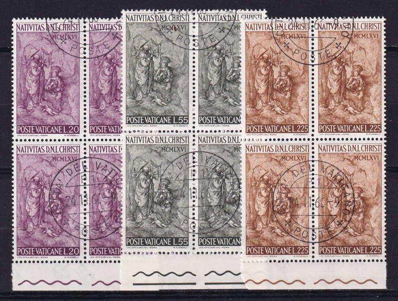 1966 - VATICAN - Scott #445-447 - First Day Cancels - Block Used