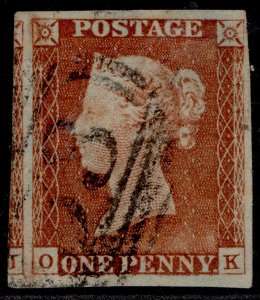 GB QV SG8, 1d red-brown, FINE USED. Cat £35.  OK 