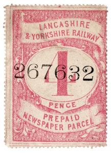 (I.B) Lancashire & Yorkshire Railway : Prepaid Newspaper Parcel 4d