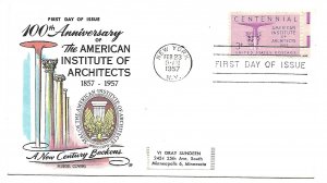 ​US 1089 (Me-10) 3c Architects on FDC Fluegel Multi-Color Cachet ECV $35.00