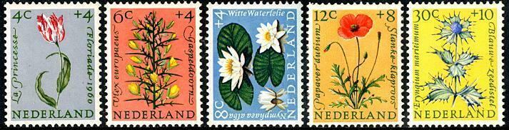 HERRICKSTAMP NETHERLANDS Sc.# B343-47 Flowers