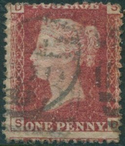 Great Britain 1858 SG43 1d red QV DSSD #2 plate 109 fine used (amd)