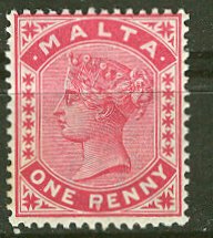 Malta # 9  Victoria - 1d.  1885  (1) VF LH Unused