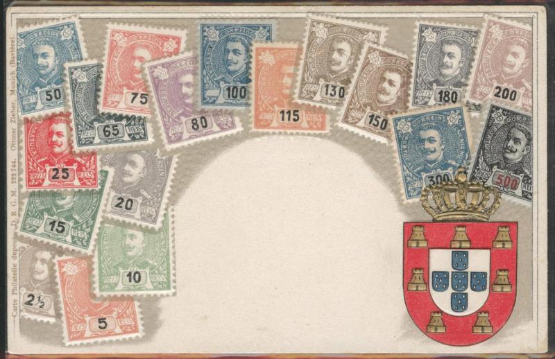 PORTUGAL Ottmar Zieher embossed stampcard Munich No. 1