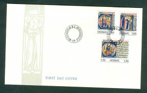 Norway. 1977 FDC. Cachet.  Asiak Bolt's Bible 14 Century. Sc# 706-707-708.