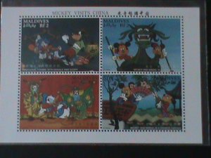 MALDIVES-MICKEY MOUSE VISITING CHINA-MNH -S/S VF WE SHIP TO WORLDWIDE