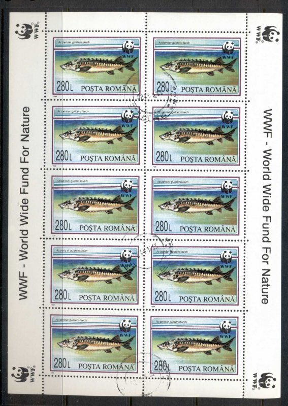 Romania 1994 WWF Sturgeon Fish 280l sheetlet CTO
